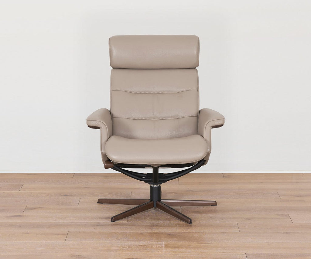 Poltrona reclinabile e pouf in pelle Steffen