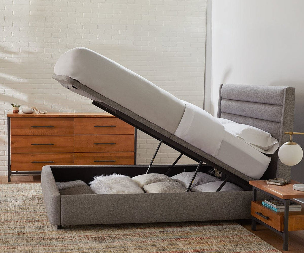 Letto contenitore imbottito Reed