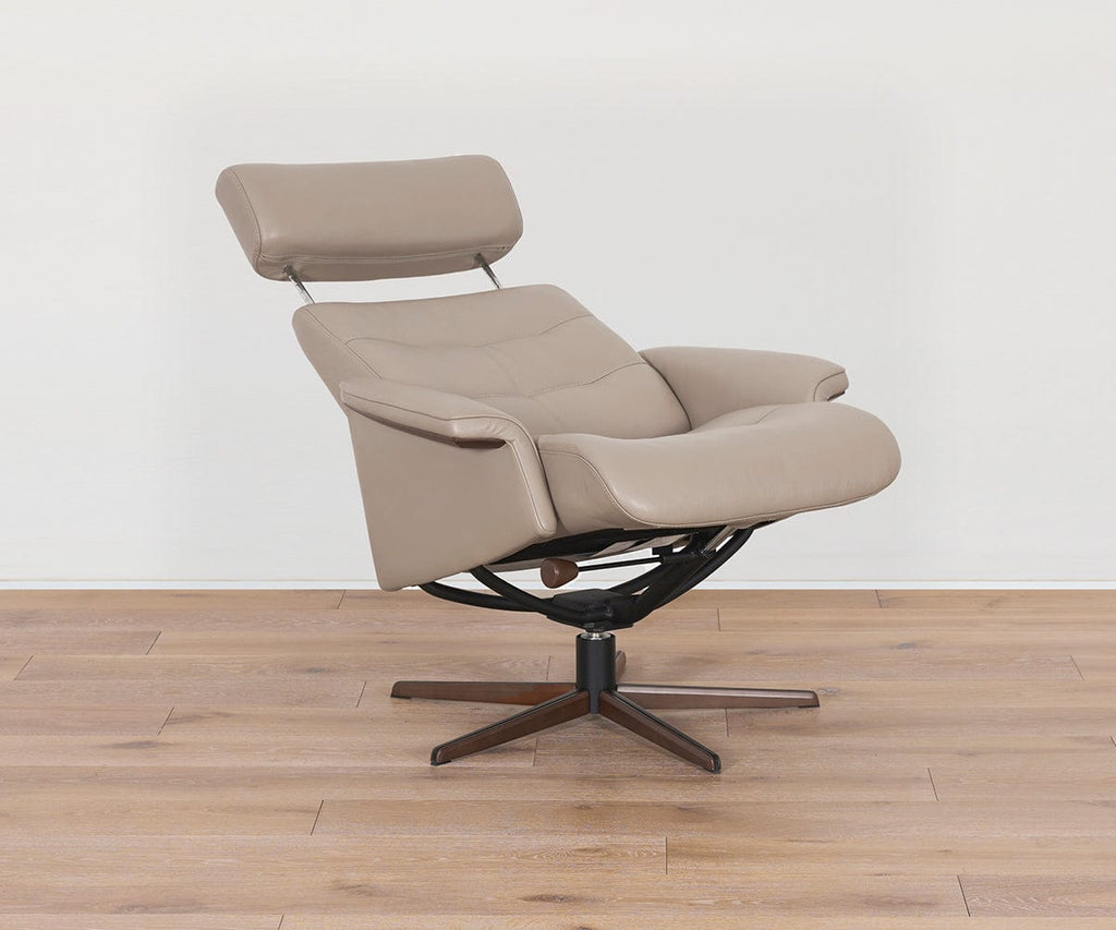 Poltrona reclinabile e pouf in pelle Steffen