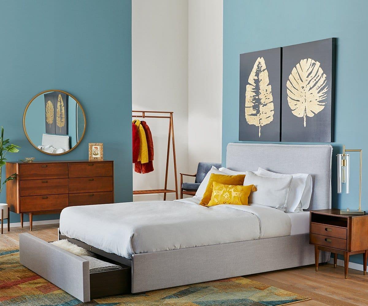 Letto contenitore imbottito Blake