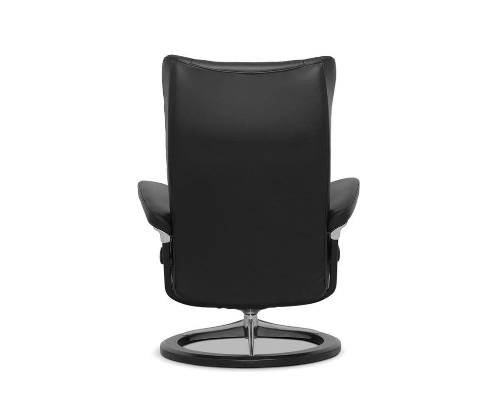 Poltrona reclinabile e poggiapiedi Stressless® Wing con base Signature - Nero