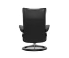 Poltrona reclinabile e poggiapiedi Stressless® Wing con base Signature - Nero