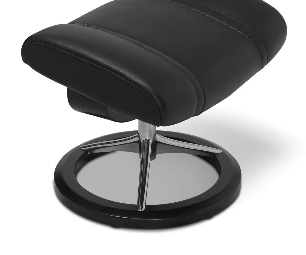 Poltrona reclinabile e poggiapiedi Stressless® Wing con base Signature - Nero