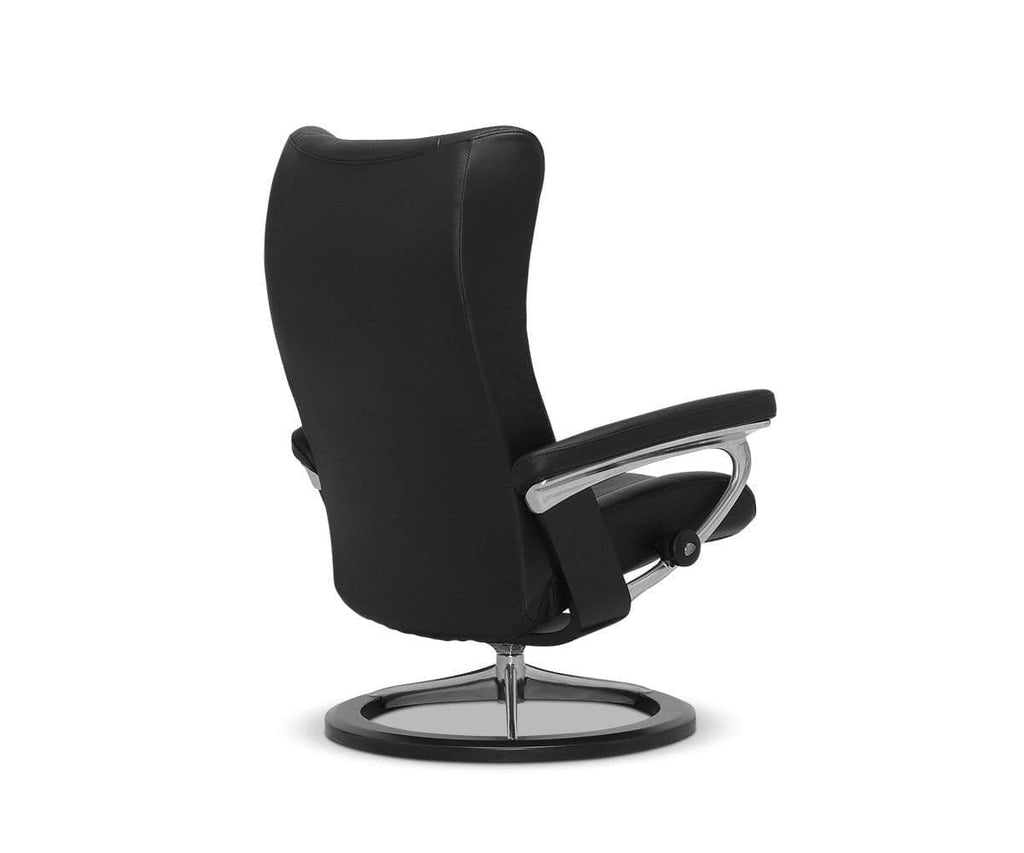 Poltrona reclinabile e poggiapiedi Stressless® Wing con base Signature - Nero