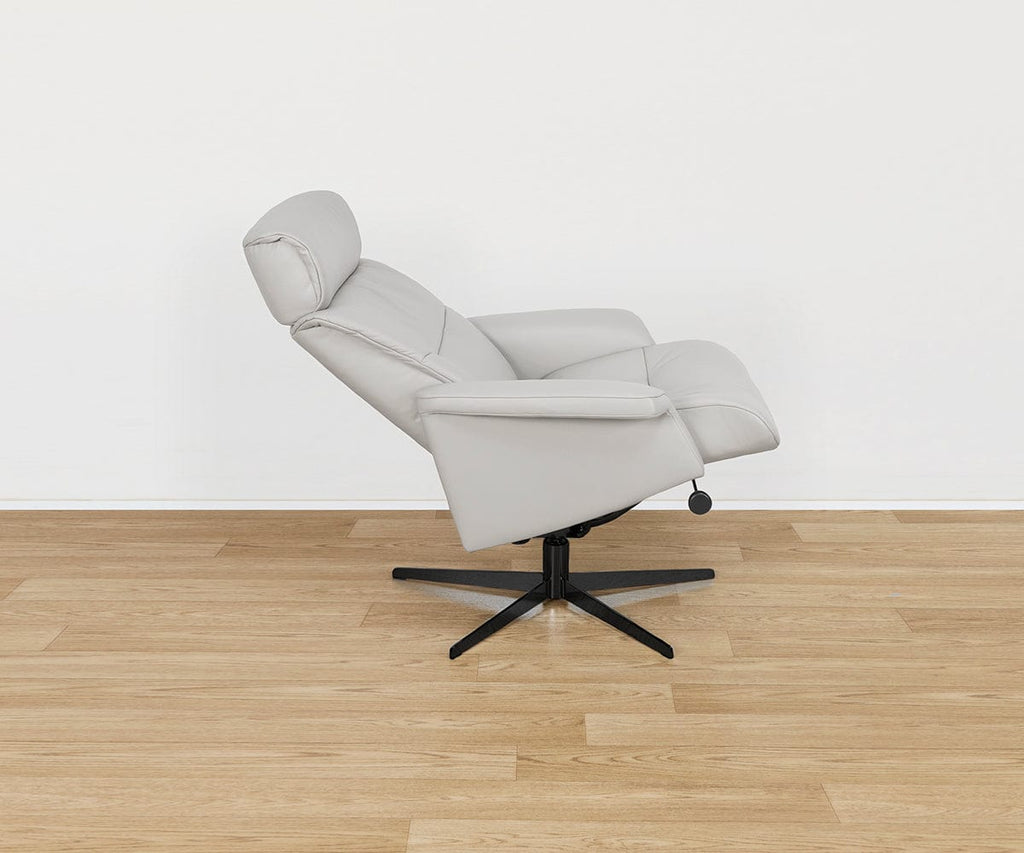 Poltrona reclinabile e pouf in pelle Leif