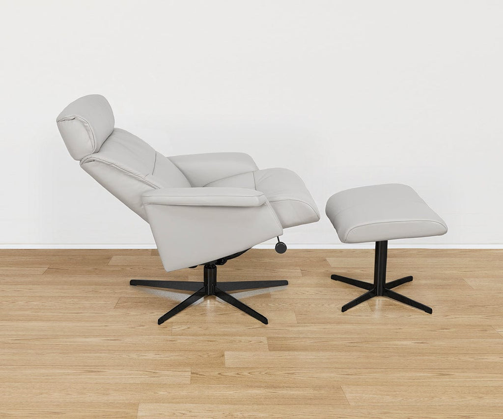 Poltrona reclinabile e pouf in pelle Leif