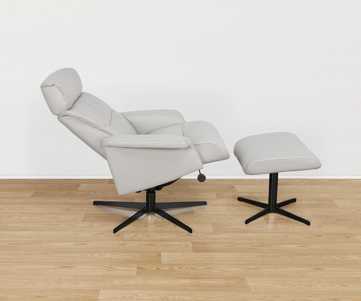 Poltrona reclinabile e pouf in pelle Leif