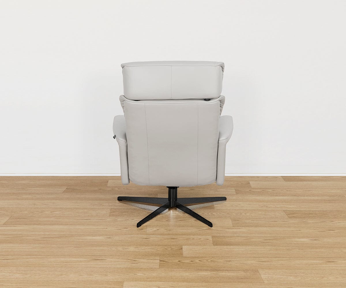 Poltrona reclinabile e pouf in pelle Leif