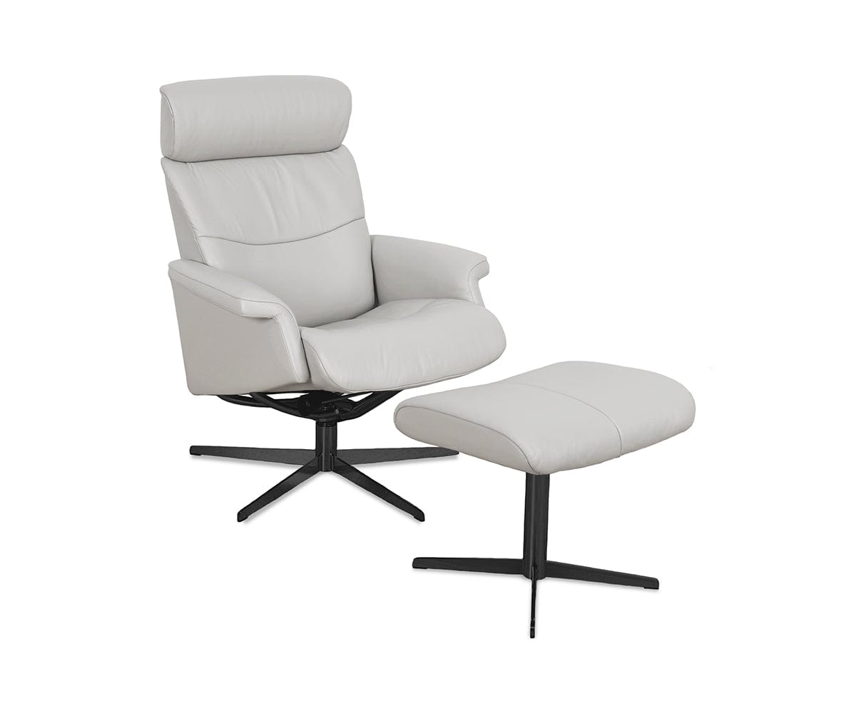 Poltrona reclinabile e pouf in pelle Leif