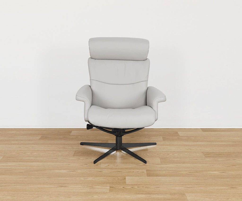 Poltrona reclinabile e pouf in pelle Leif