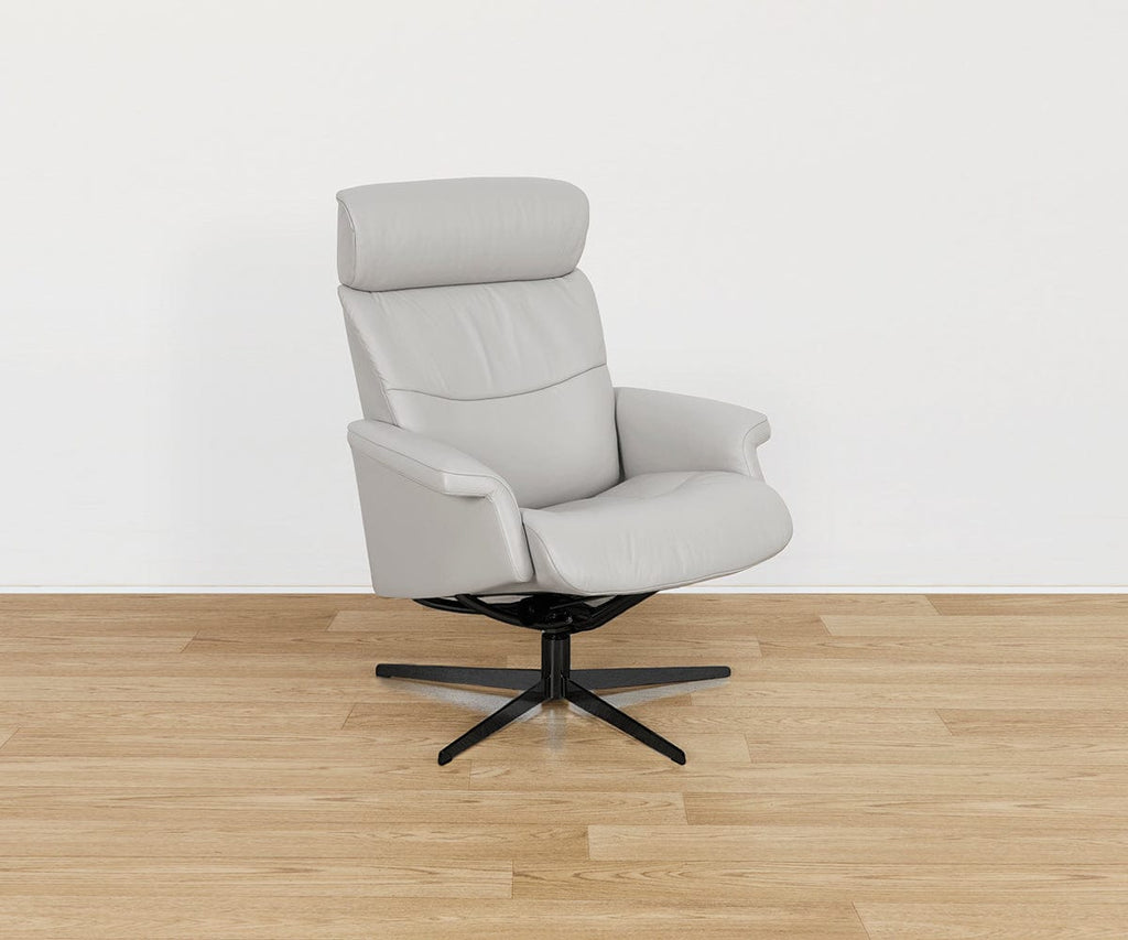 Poltrona reclinabile e pouf in pelle Leif