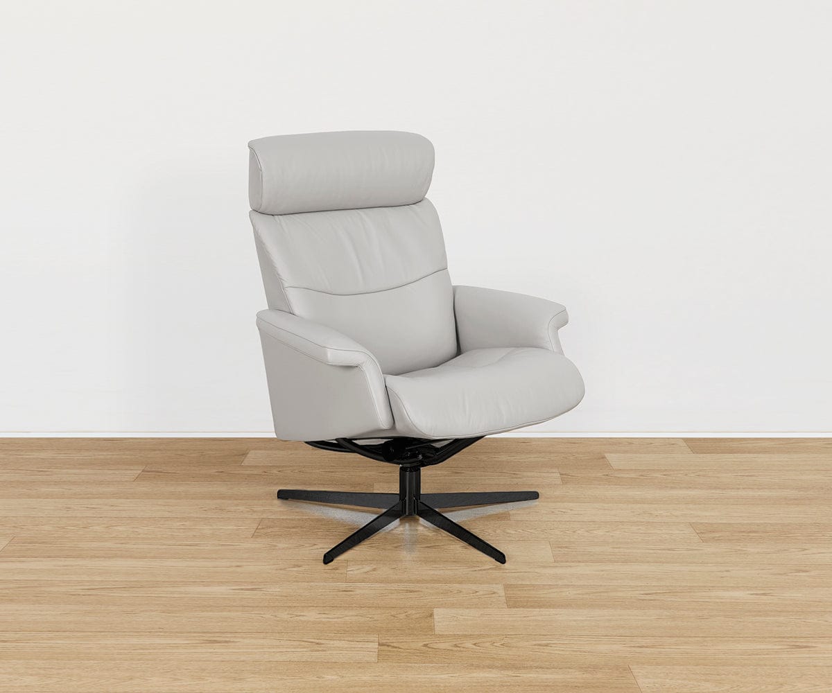 Poltrona reclinabile e pouf in pelle Leif