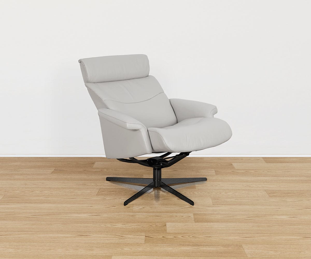 Poltrona reclinabile e pouf in pelle Leif