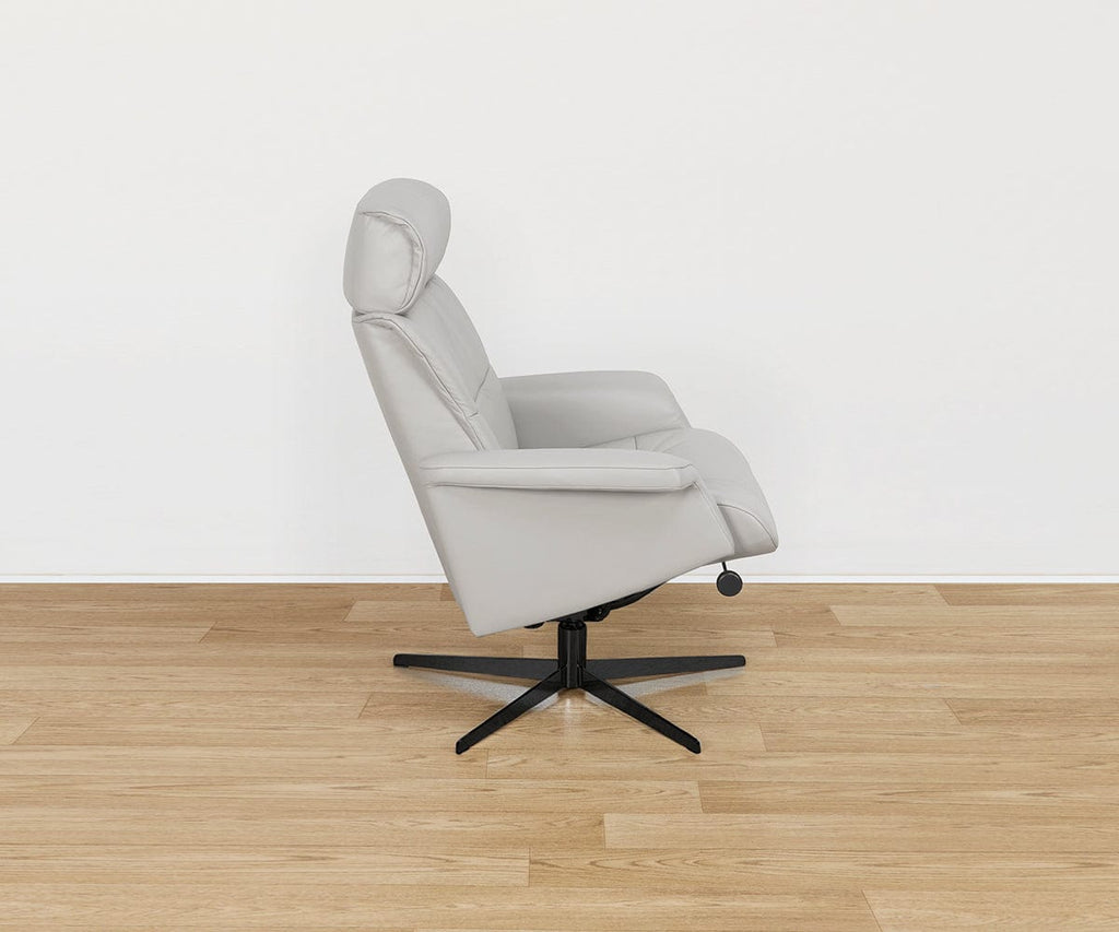 Poltrona reclinabile e pouf in pelle Leif