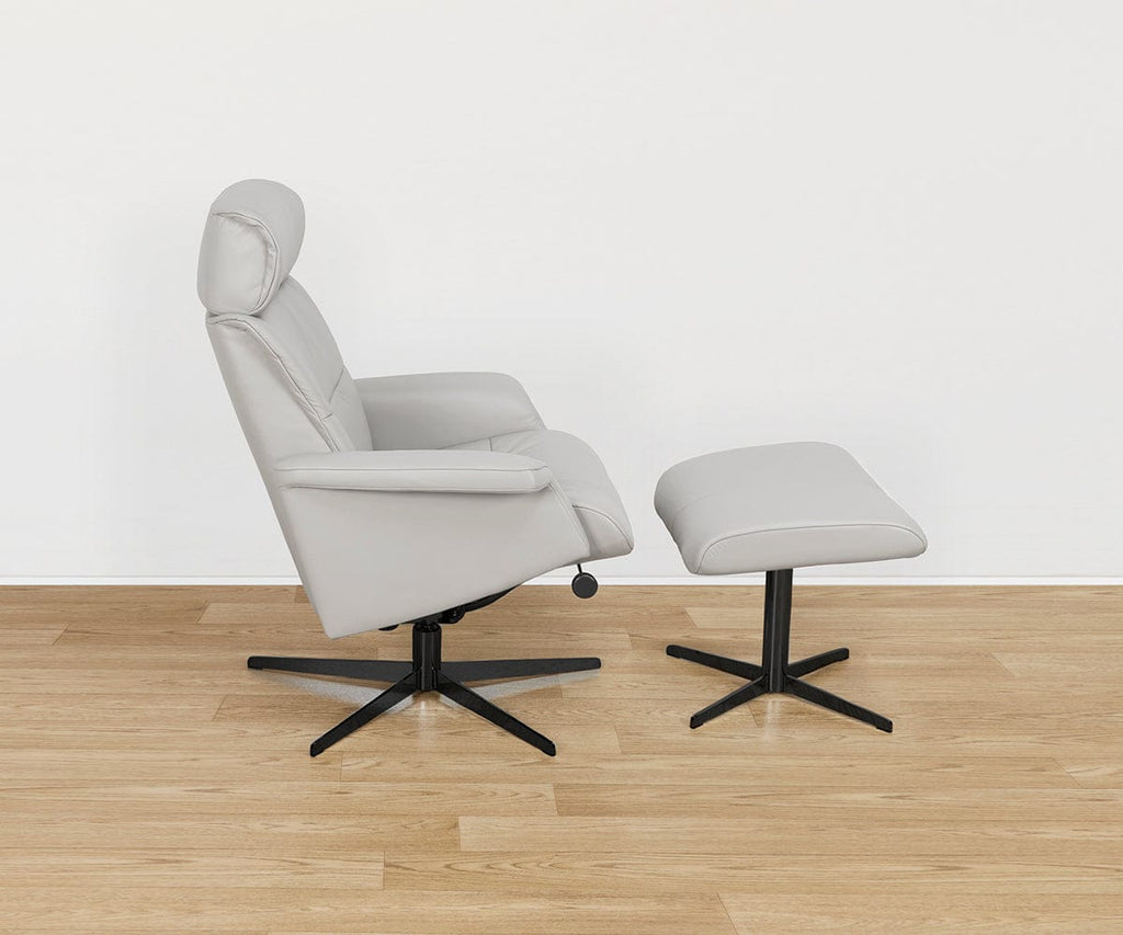 Poltrona reclinabile e pouf in pelle Leif