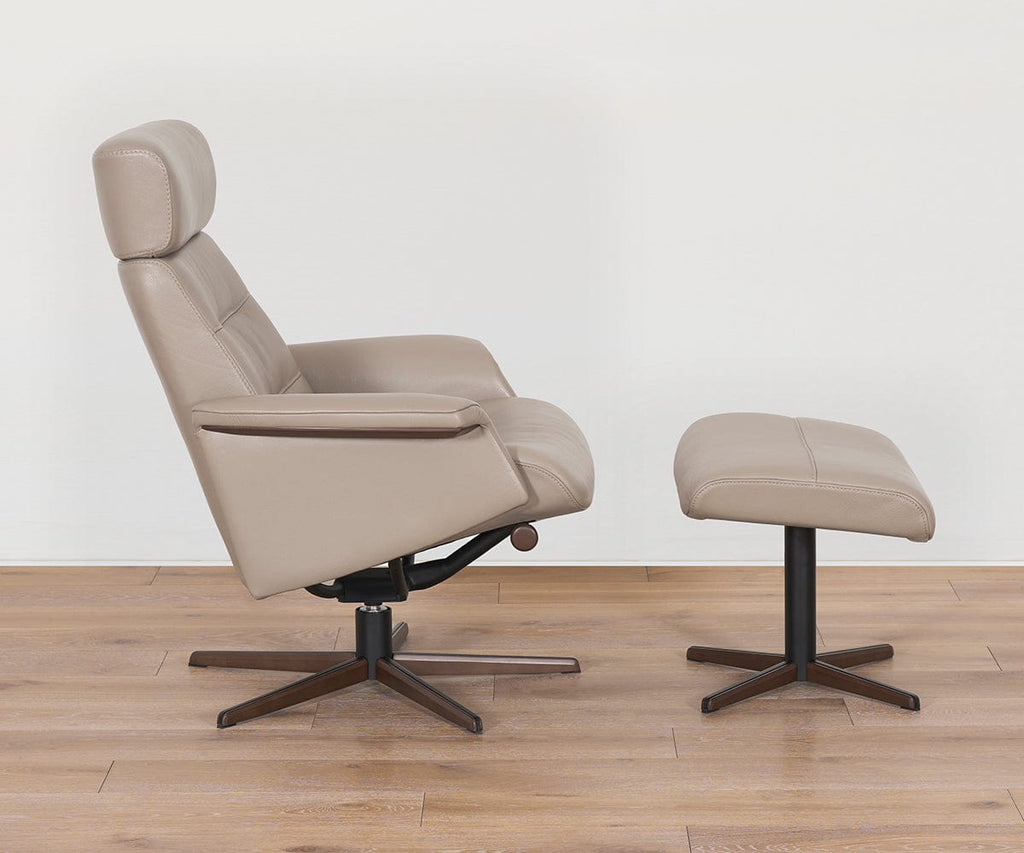 Poltrona reclinabile e pouf in pelle Steffen