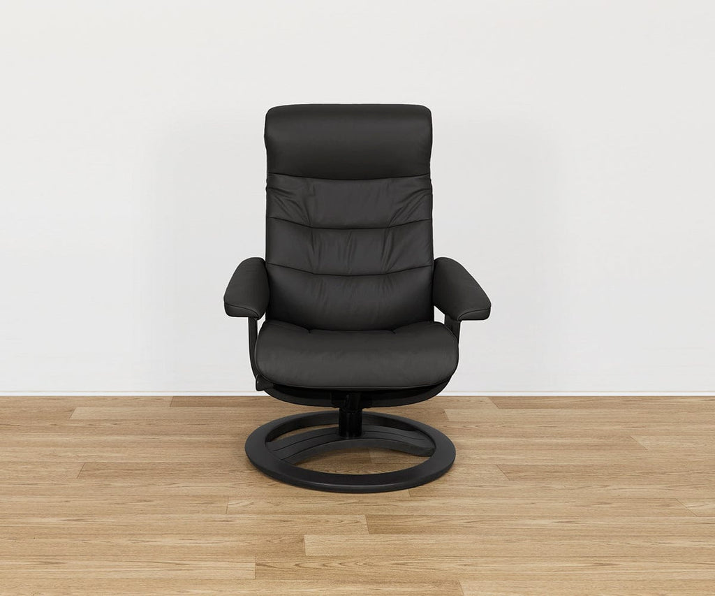 Poltrona reclinabile e pouf in pelle Hans