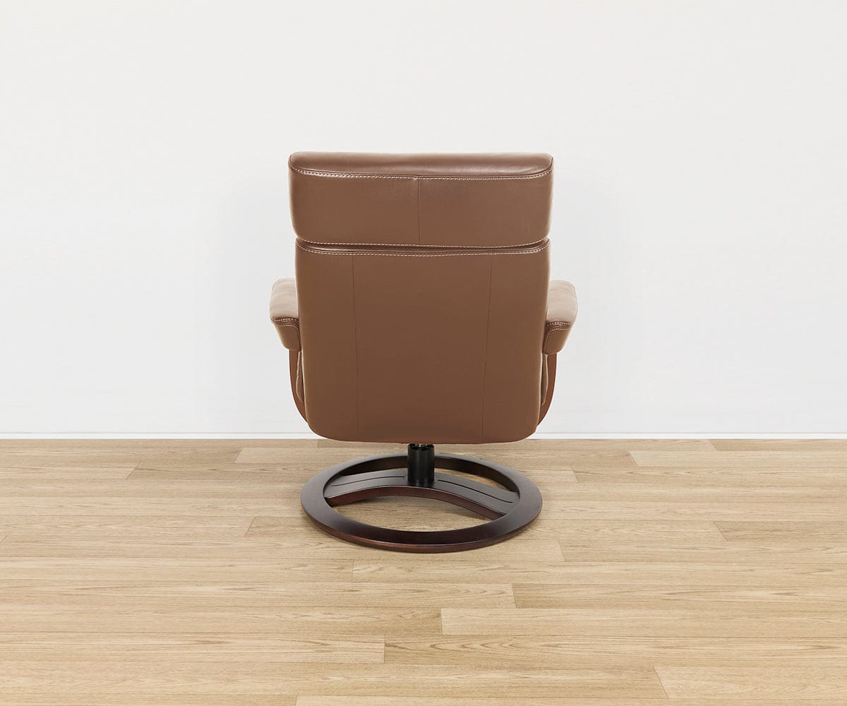 Poltrona reclinabile e pouf in pelle Oswin