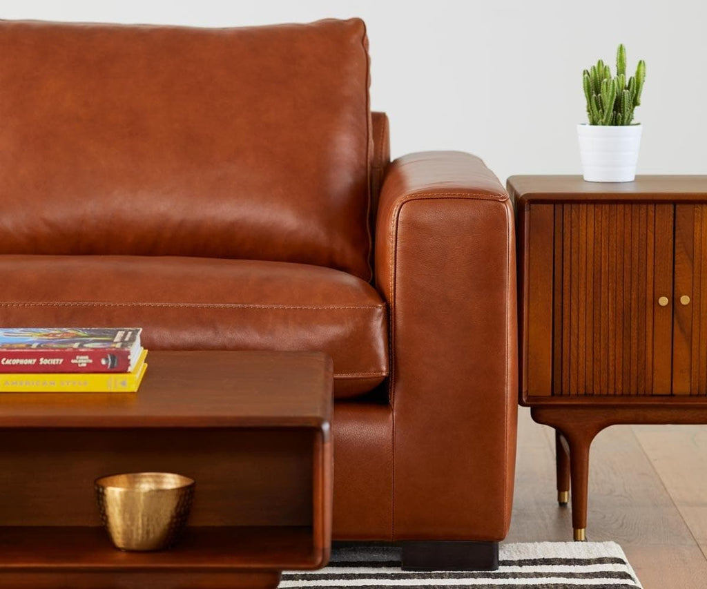 Divano componibile Braxten in pelle a sinistra