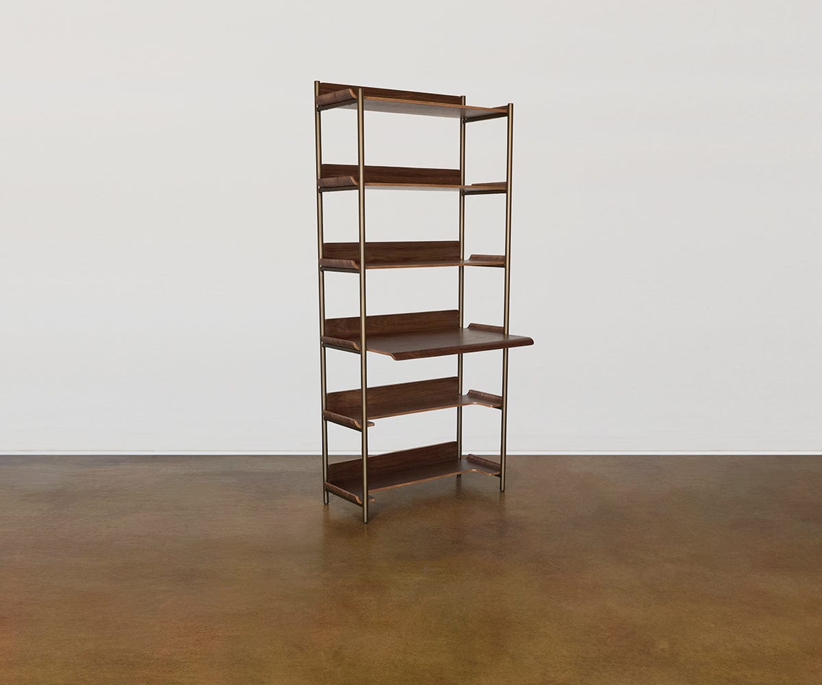 Freya 6 ripiani con scrivania - Noce