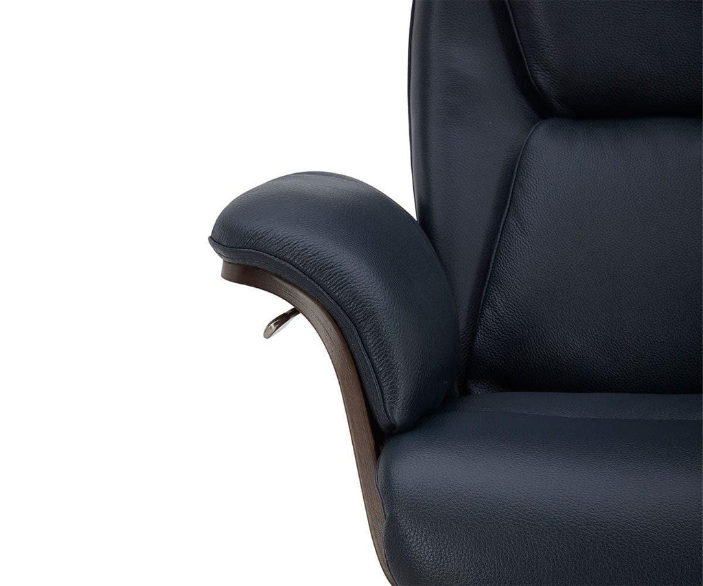 Poltrona reclinabile e pouf in pelle Alvar