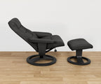 Poltrona reclinabile e pouf in pelle Hans