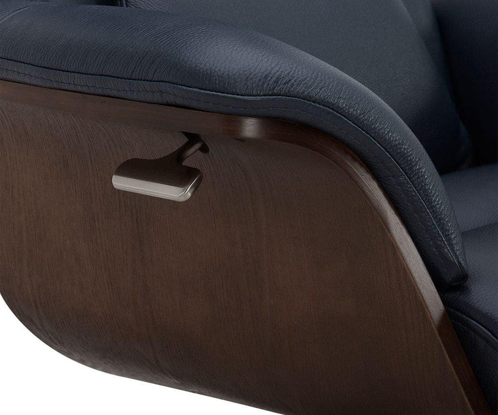 Poltrona reclinabile e pouf in pelle Alvar