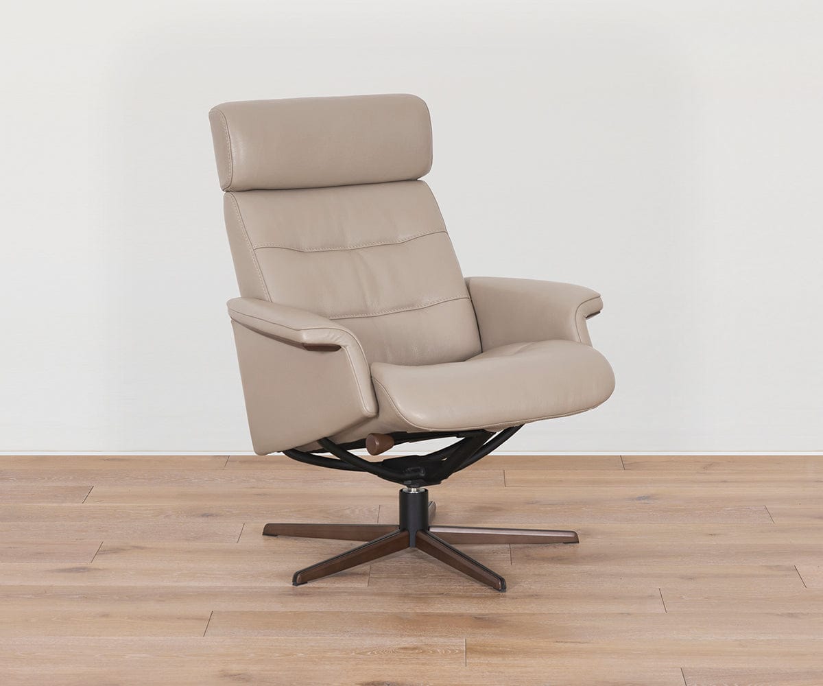 Poltrona reclinabile e pouf in pelle Steffen