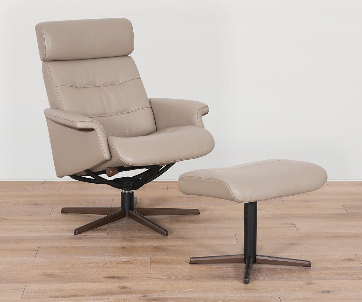 Poltrona reclinabile e pouf in pelle Steffen