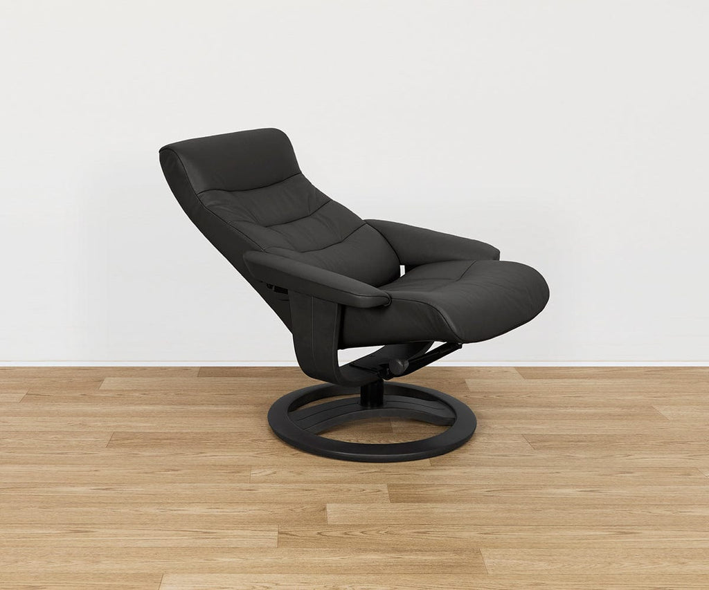 Poltrona reclinabile e pouf in pelle Hans