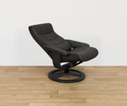 Poltrona reclinabile e pouf in pelle Hans