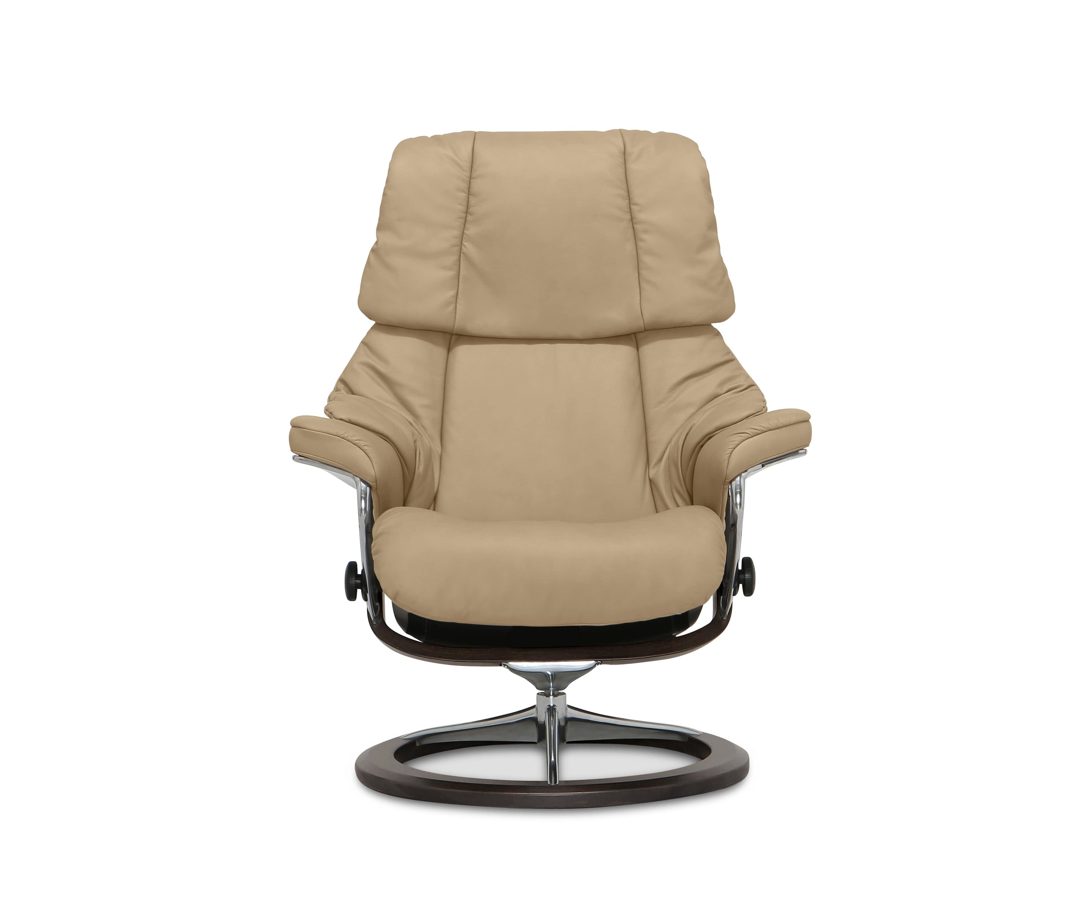 Poltrona reclinabile e poggiapiedi Stressless® Reno con base Signature - Sabbia