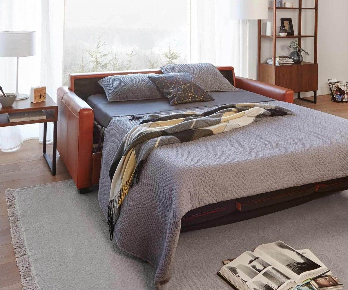 Divano letto matrimoniale in pelle Jonas