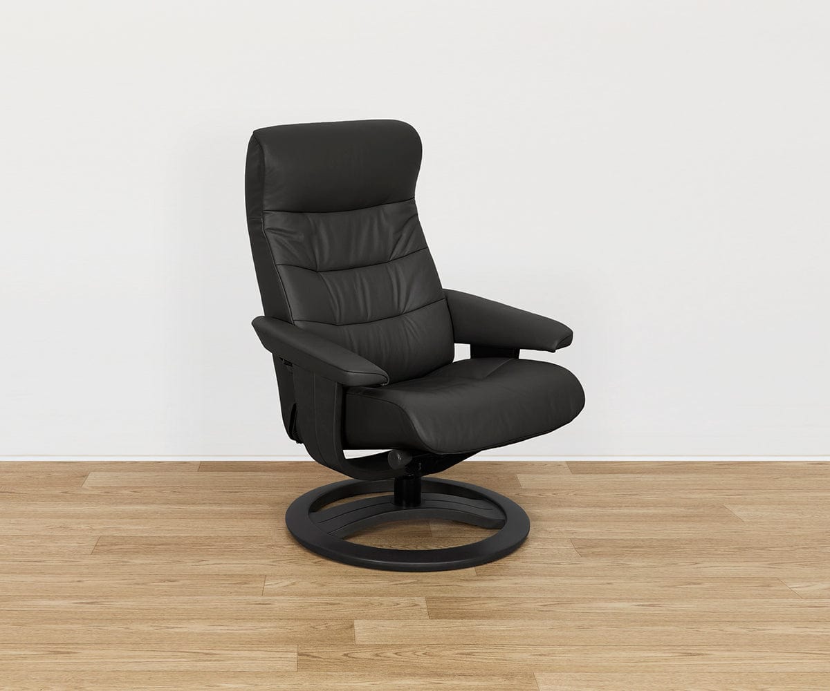 Poltrona reclinabile e pouf in pelle Hans