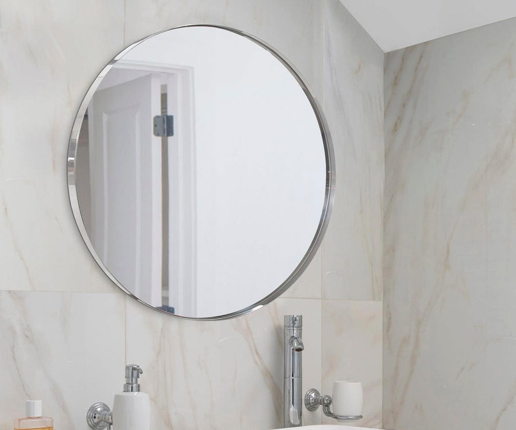 Specchio rotondo in acciaio