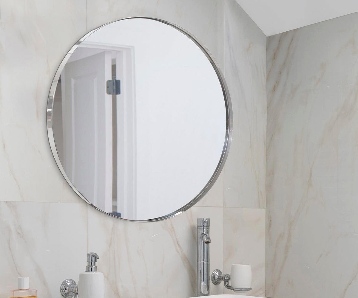 Specchio rotondo in acciaio